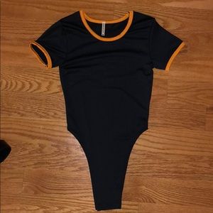 Emma and Sam high waist cut black/orange bodysuit